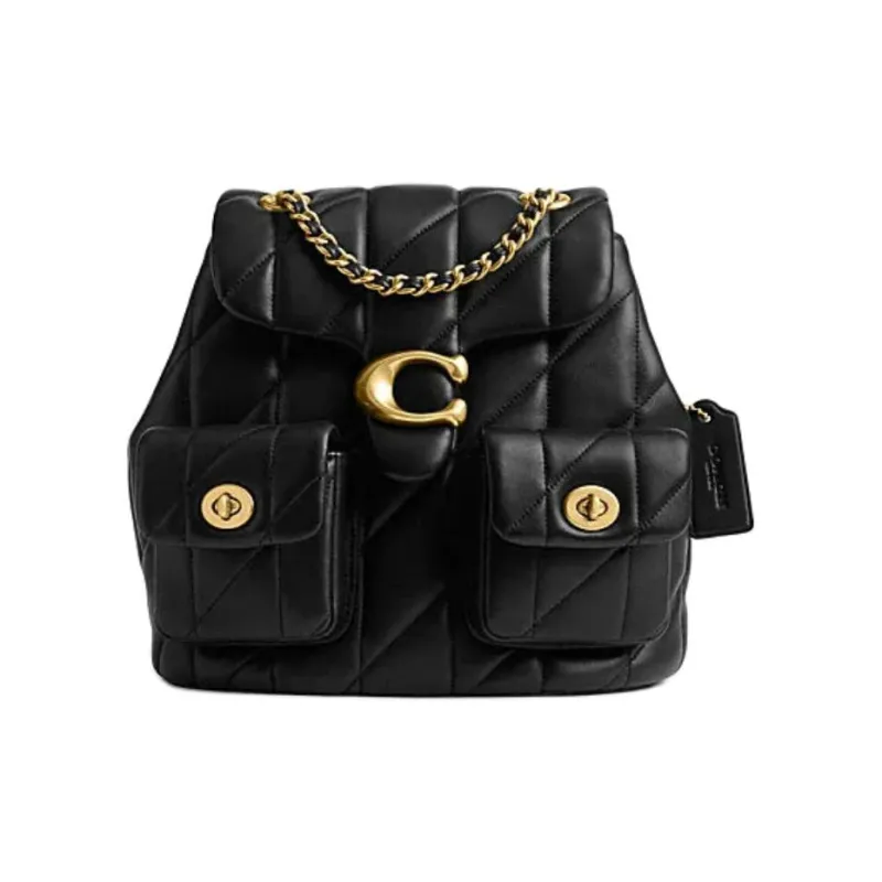 COACH Tabby Quilting Sheepskin Backpack Trumpets Women's Black-0