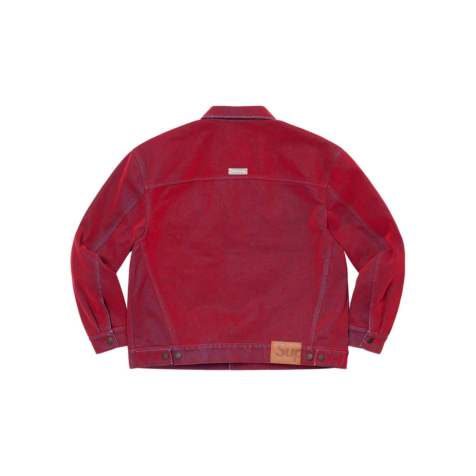 Supreme Flocked Denim Trucker Jacket Red M - POIZON