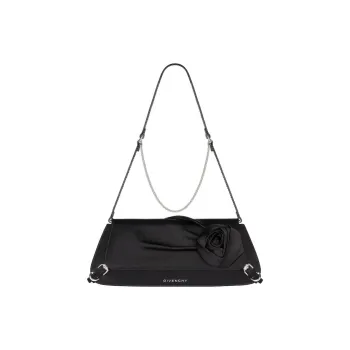 Givenchy Ruffled Satin With Silk And Lambskin Handbag, Shoulder Bag Women's Black