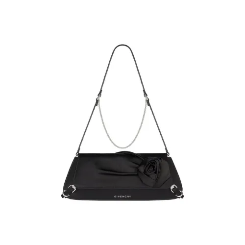 Givenchy Ruffled Satin With Silk And Lambskin Handbag, Shoulder Bag Women's Black