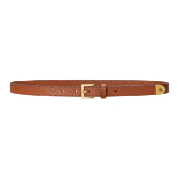 Polo Ralph Lauren Micro Logo Design Leather Belts Unisex Brown Width 2CM