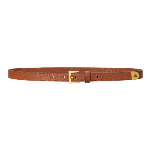 Polo Ralph Lauren Micro Logo Design Leather Belts Unisex Brown Width: 2CM