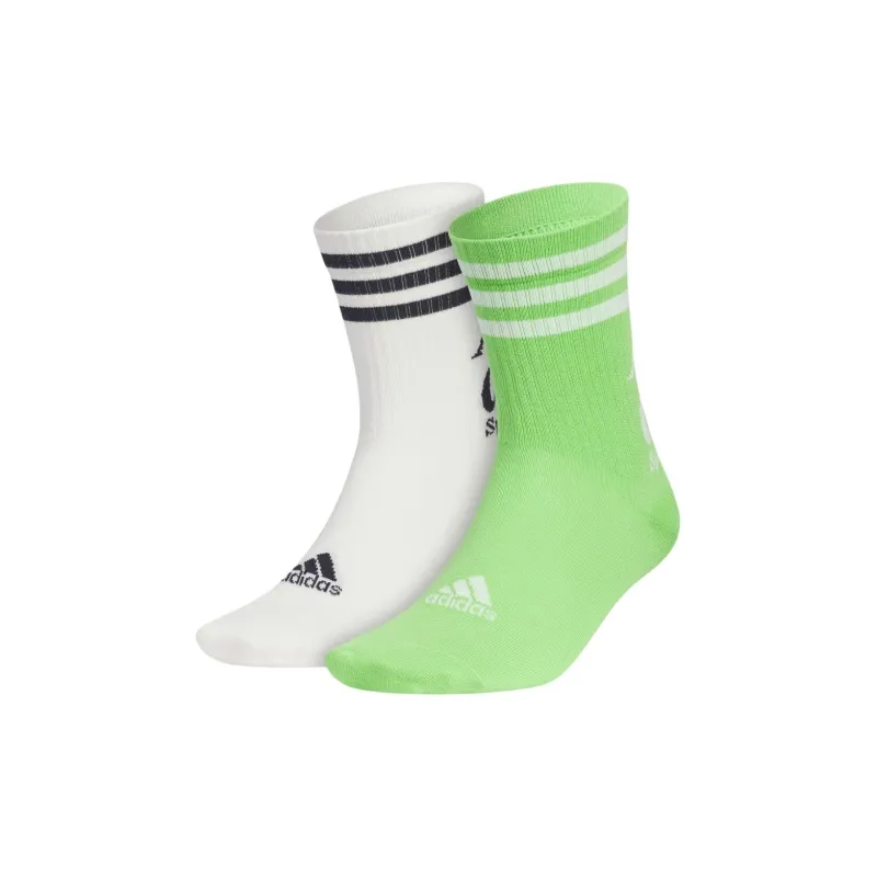 Adidas Mid Calf Socks Unisex 2 Pack White/Green-0