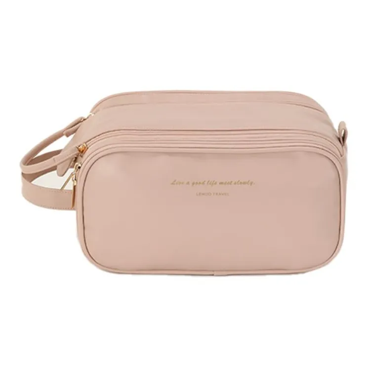 LOHAS Travel Leather Makeup Bag Regular Unisex White/Pink/Black-5
