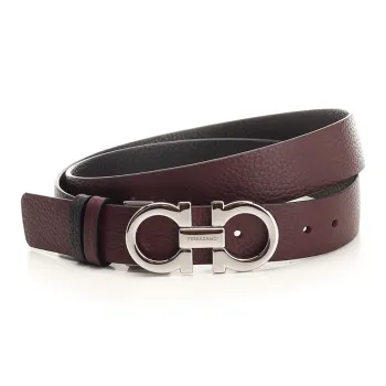 FERRAGAMO Two Tone Design, Smooth Buckle Leather Belts Women's Brown Width 2CM