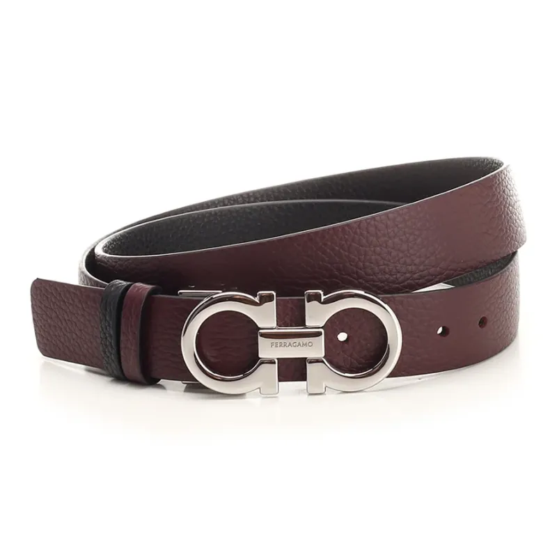 FERRAGAMO Two Tone Design, Smooth Buckle Leather Belts Women's Brown Width 2CM-0