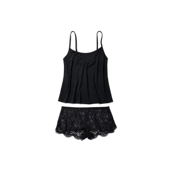 Victoria's Secret PINK ADORE ME Reign Cami & Shorts Sleep Set/Black Pajama Set Women's Black