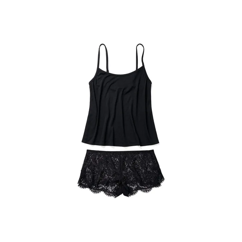 Victoria's Secret PINK ADORE ME Reign Cami & Shorts Sleep Set/Black Pajama Set Women's Black-0