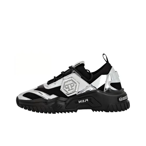 PHILIPP PLEIN Runner Hexagon Casual Shoes Men Low-Top Silver/Black