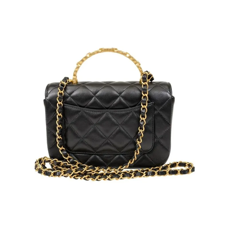 CHANEL Lambskin Rhinestone Flap Bag With Controller Shoulder Bag, Crossbody Bag, Handbag Mini Women's Black-2