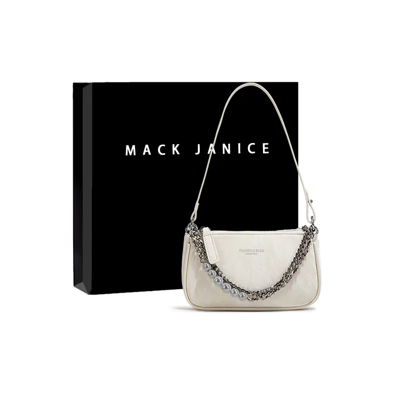 MACKJANICE Polyurethane Bonded Synthetic Leather Shoulder Bag Women's Ice Beige/Ice Pink-0