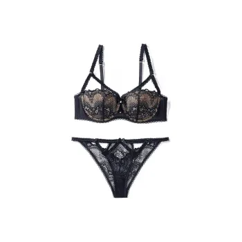 Victoria's Secret PINK Kimmy Balconette Bra And Panty Setin/Jet Black Underwear Set Women's Raven