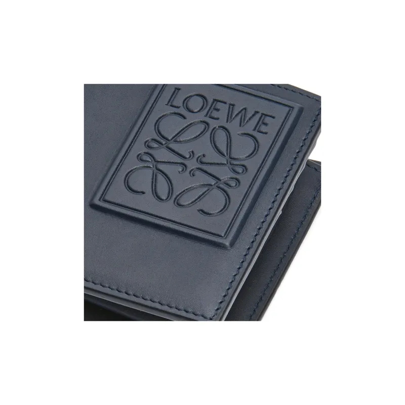 LOEWE Satin Cow Leather Wallet Men's Dark Marine Blue-4