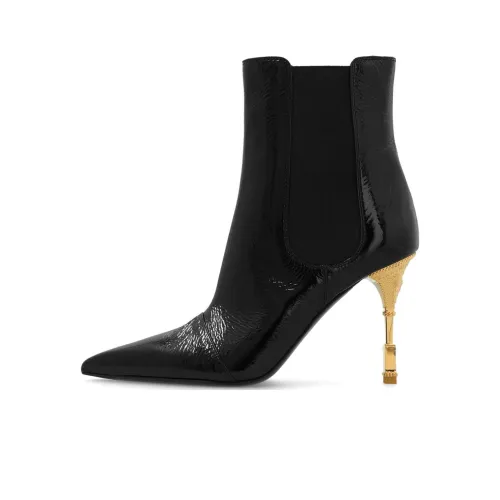 BALMAIN Sculpted-heel Patent-finish Leather Boots