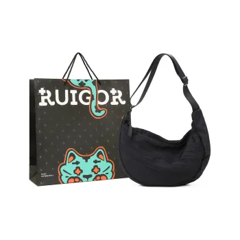RUIGOR Fabric Crescent Bag Messenger Bag Crossbody Bag Medium Size Unisex Black
