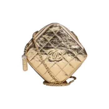 CHANEL Sheepskin Diamond Fanny Pack Trumpets Women's Gold
