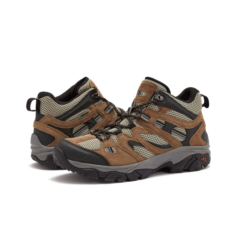 HI-TEC Ravus Mid WP Anti-Slip Wear-Resistant Mid-Top Outdoor Shoes Men's Black Brown-2