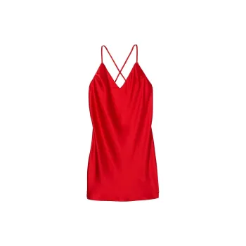 Victoria's Secret Satin Open Back Slip Nightgown Women's Red