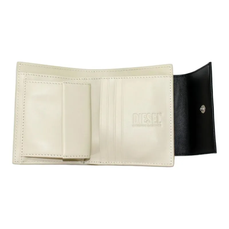 DIESEL Leather Card Holder, Wallet Small Size Unisex Black-4