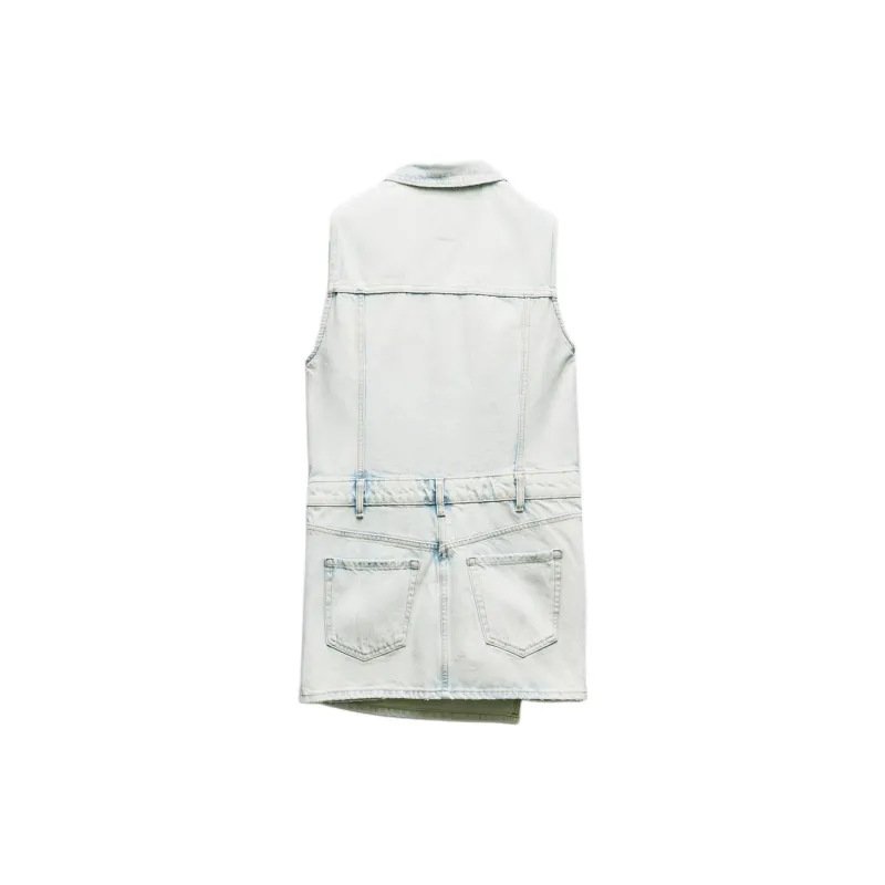ZARA Sleeveless Dress Women's Light Blue-1