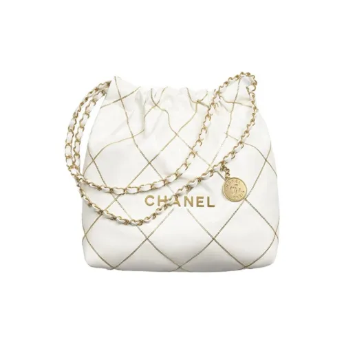 CHANEL 22Bag Smooth Finish Calfskin Tote Bag Shopping Bag Portable Crossbody Bag Shoulder Bag Women's White