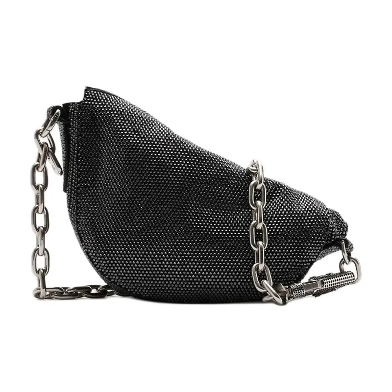 Burberry Knight Calf Suede Fabric Handbag Shoulder Bag Women's Black-2