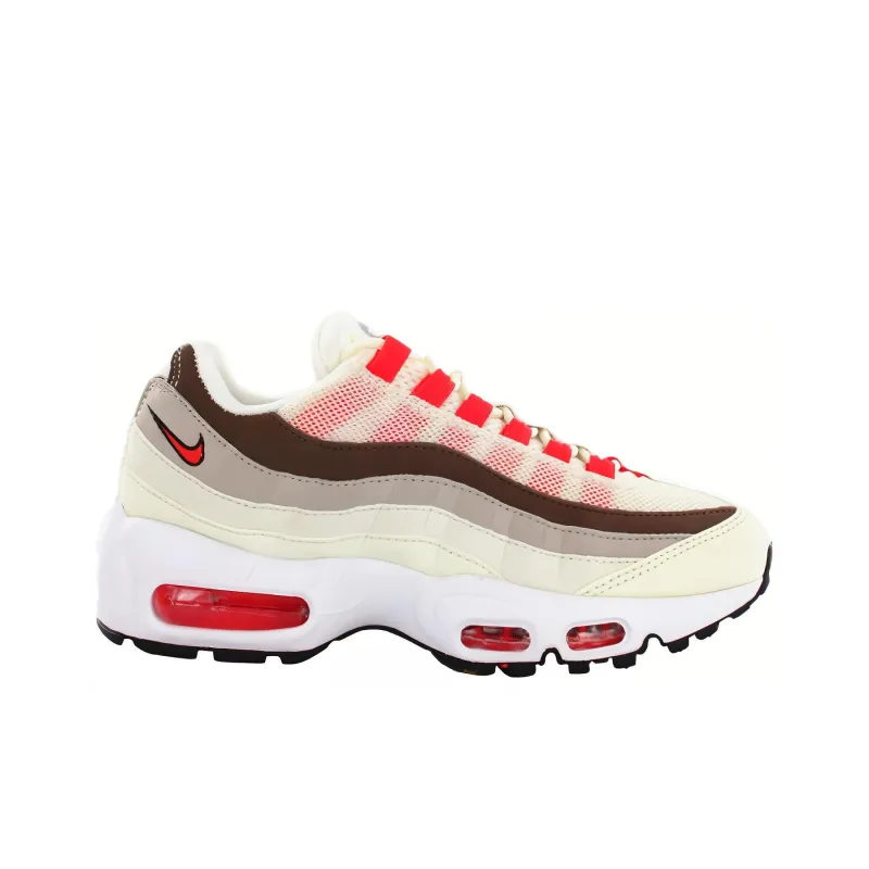 Nike Air Max 95 Cushioned Slip Resistant Low Top Running Shoes Unisex Beige Red-1