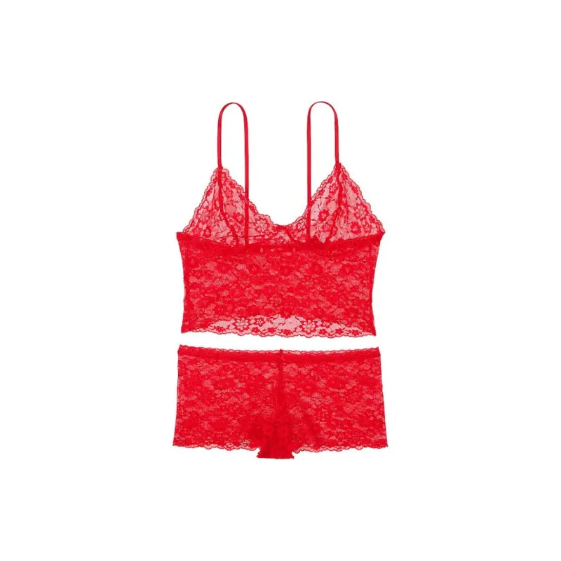 Victoria's Secret PINK VICTORIA'S SECRET Lace Cami & Shortie Set / Red Underwear Set Women's Red-0