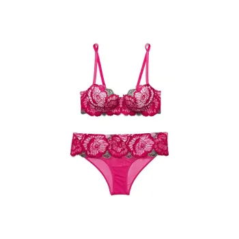 Victoria's Secret PINK ADORE ME Colete Balconette Bra/PL Underwear Set Women's Dark Pink
