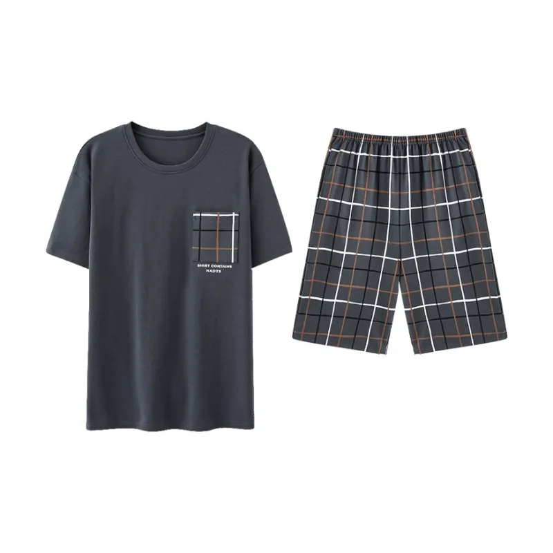 Top Melon Pajama Set Men's Dark Gray-0