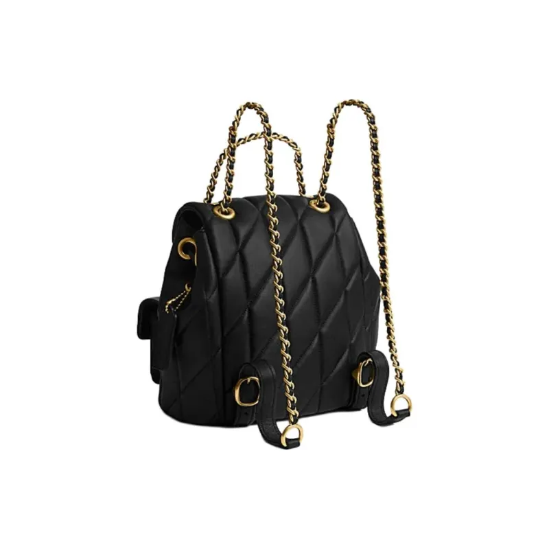 COACH Tabby Quilting Sheepskin Backpack Trumpets Women's Black-2
