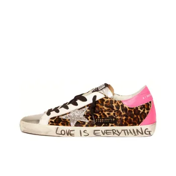 Golden Goose Super Star Skateboard Shoes Women's Low Top Leopard Print Yellow/Pink