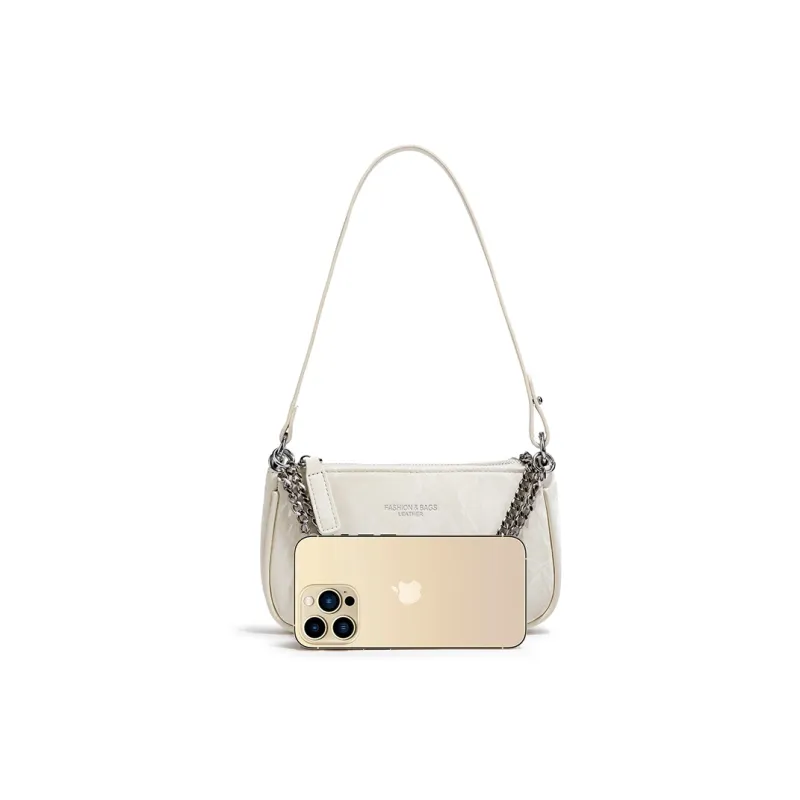 MACKJANICE Polyurethane Bonded Synthetic Leather Shoulder Bag Women's Ice Beige/Ice Pink-2