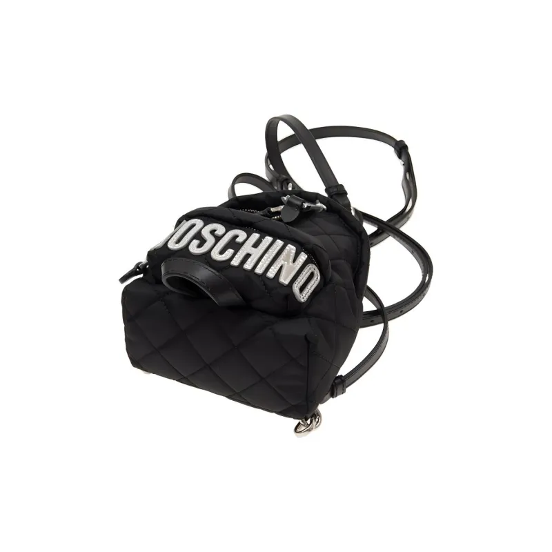 MOSCHINO Polyamide With Leather Handbag Backpack Mini Women's Black-4