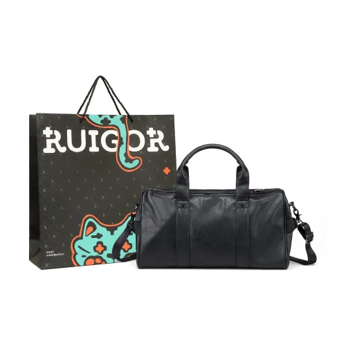 RUIGOR PU Gym Bag Shoulder Bag Crossbody Bag Handbag Large Size Unisex Black