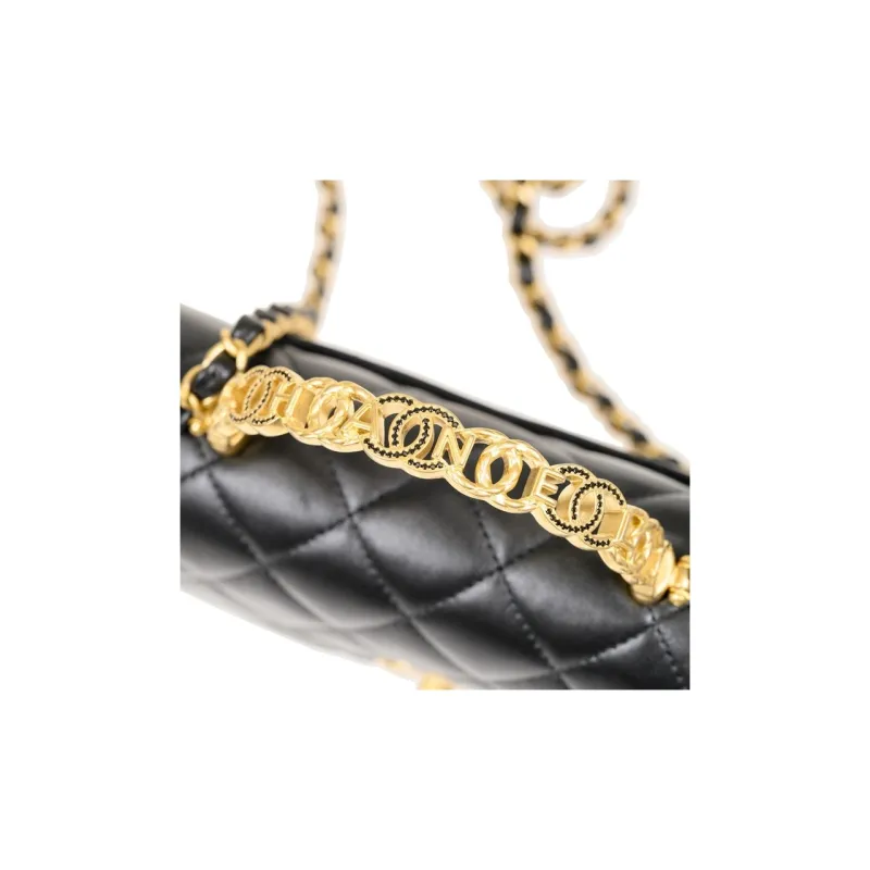 CHANEL Lambskin Rhinestone Flap Bag With Controller Shoulder Bag, Crossbody Bag, Handbag Mini Women's Black-4