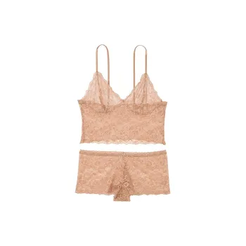 Victoria's Secret PINK VICTORIA'S SECRET Lace Cami & Shortie Set /Beige Underwear Set Women's Skin