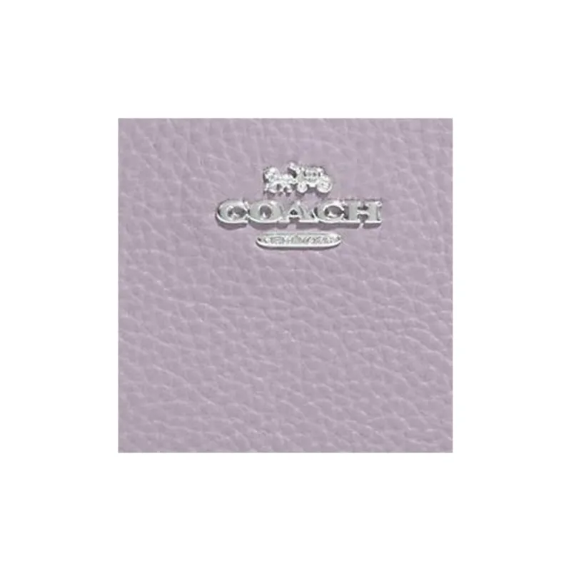 COACH Zip Around Pebbled Leather Clutches Wallets Small Size Women's Taro Purple-2