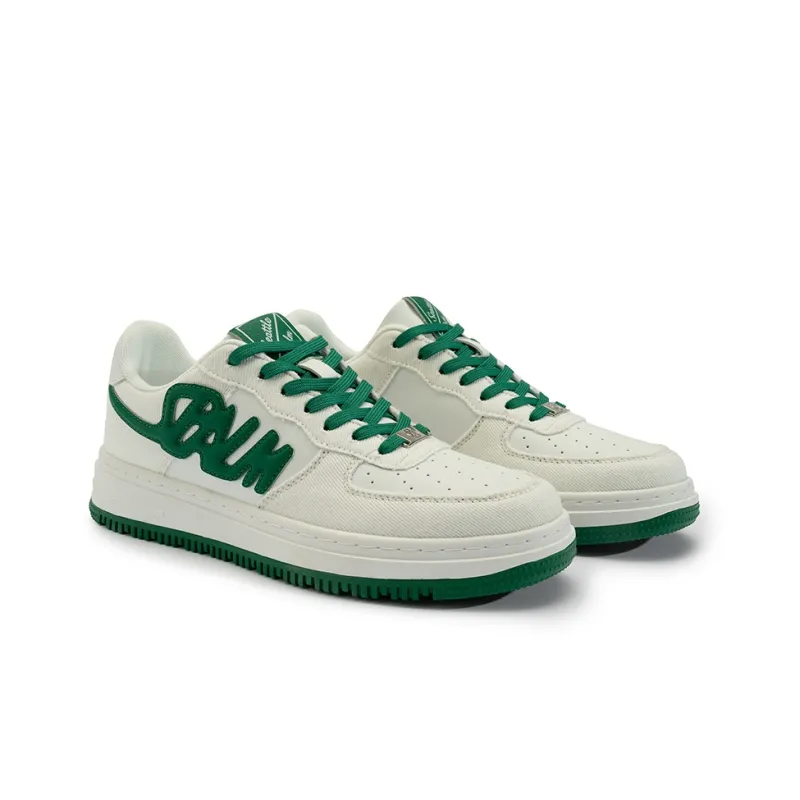 Seattle Palm Anti Slip Wear Resistant Low Top Skateboard Shoes Unisex White Green-3