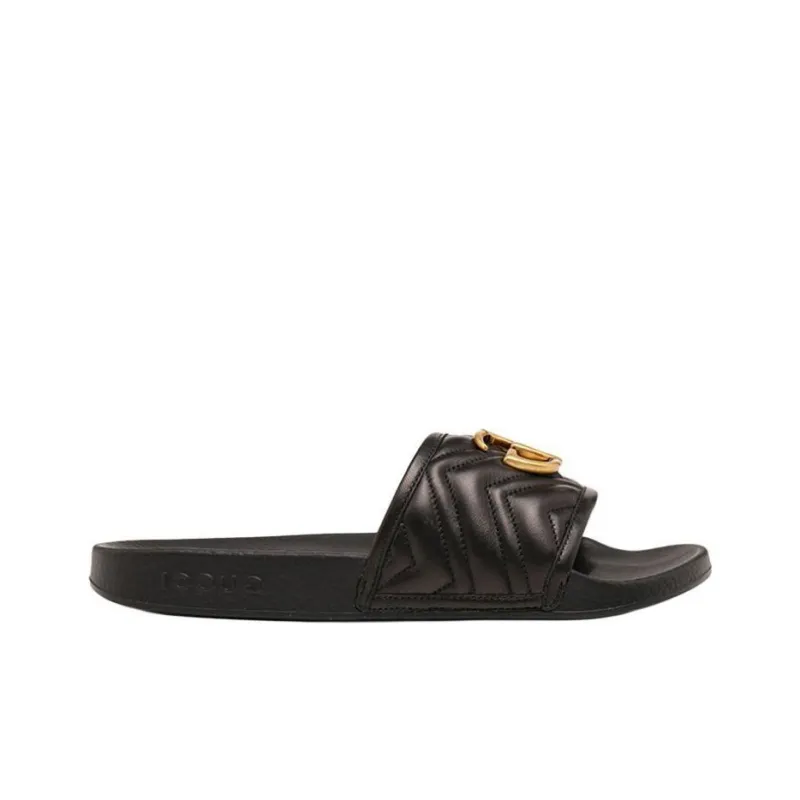 GUCCI Matelasse Slide 'Black Double G'-1