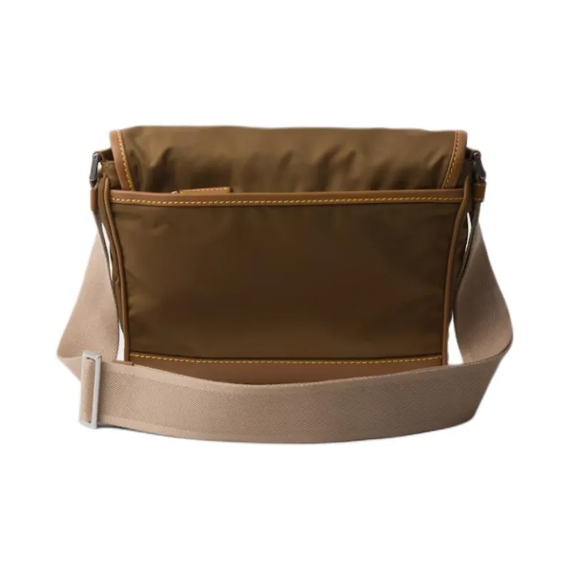 PRADA Recycled Nylon With Leather Crossbody Bag, Shoulder Bag Men's Cork Beige-2