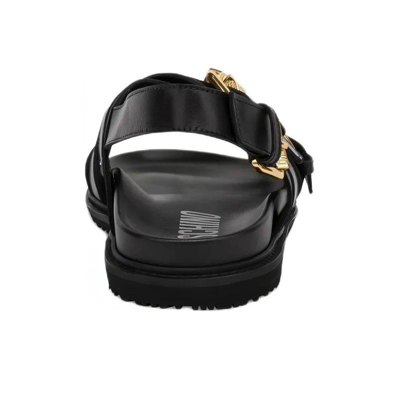 MOSCHINO Logo-plaque Leather Sandals-3