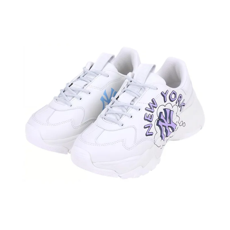 MLB Big Ball Chunky Chunky Sneakers Unisex Low Top White Purple-1