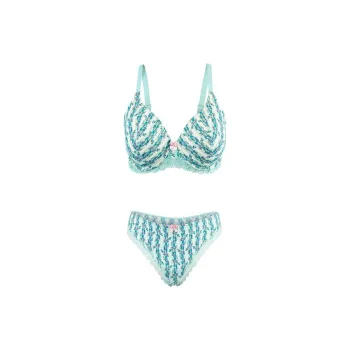 Victoria's Secret PINK Adore Me Nare Full Coverage Bra/Trellis Blossoms Underwear Set Women's Light Green