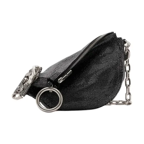 Burberry Knight Calf Suede Fabric Handbag Shoulder Bag Women's Black