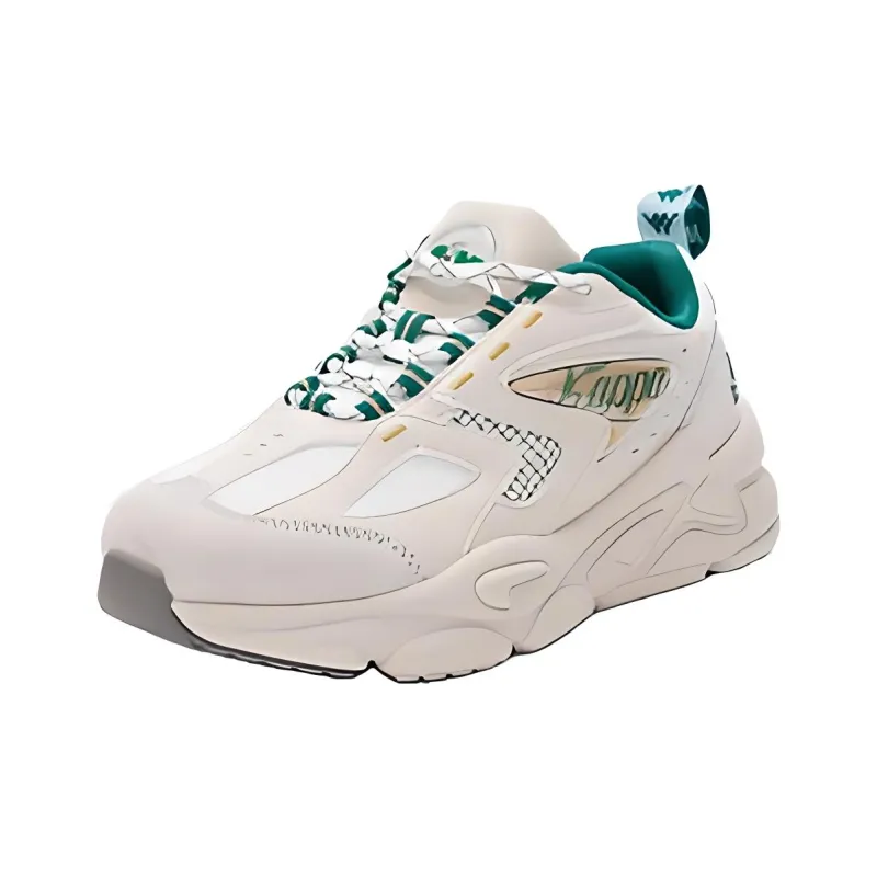 Kappa Anti Slip Wear Resistant Low Top Chunky Sneakers Unisex Beige Green-1