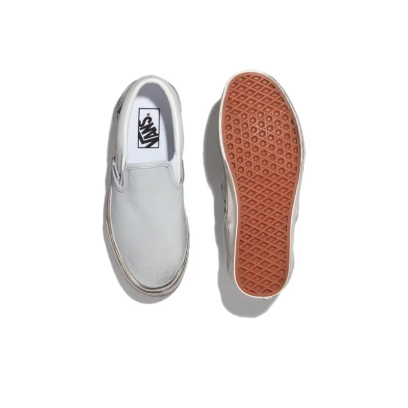 Vans Slip on Anti Slip Wear Resistant Low Top Skateboard Shoes Women's Light Blue White-4