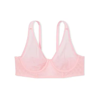 Victoria's Secret PINK VERY SEXY Icon Mesh Longline Plunge Bra/Pretty Blossom Bra Women's Pink