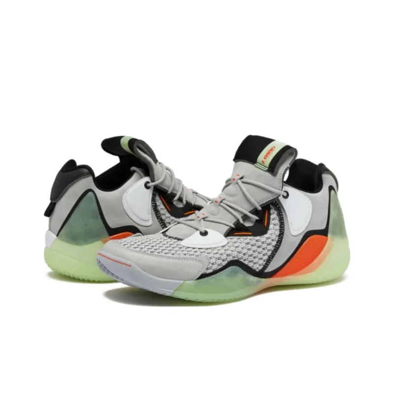 AND1 Override Anti-Slip Wear-Resistant Low-Top Basketball Shoes Men's Gray Green-2