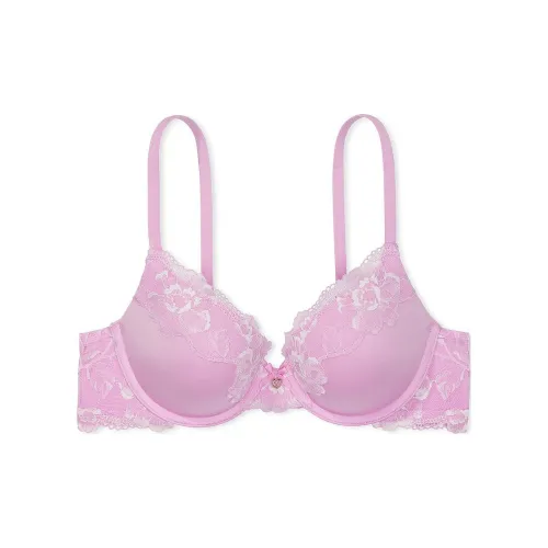 Victoria's Secret BODY BY VICTORIA 7448 Gathering Style Perfect Shape Push-Up Lace-Trim Bra Women's Purple